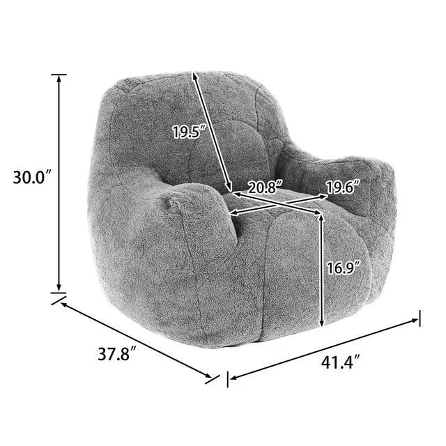 Alt view image 6 of 7 - Bean Bag Chair with Filler, Bean Bag Sofa with Tufted Soft Stuffed Filling, Fluffy and Lazy Sofa, Comfy Cozy BeanBag Chairs with Memory Foam for Dorm, Apartment, Living Room
