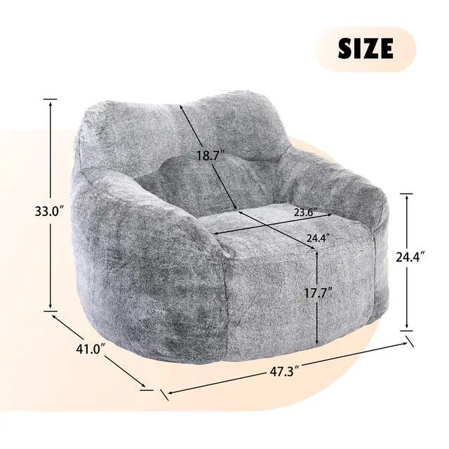 Alt view image 5 of 7 - Bean Bag Chair, Bean Bag Sofa Chair with Armrests Stuffed High-Density Foam, Lazy Sofa Comfy Chairs BeanBag Chair for Adults in Living Room,Bedroom Reading