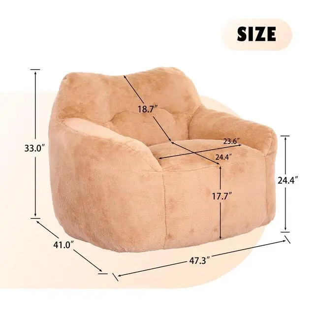 Alt view image 5 of 7 - Bean Bag Chair, Bean Bag Sofa Chair with Armrests Stuffed High-Density Foam, Lazy Sofa Comfy Chairs BeanBag Chair for Adults in Living Room,Bedroom Reading