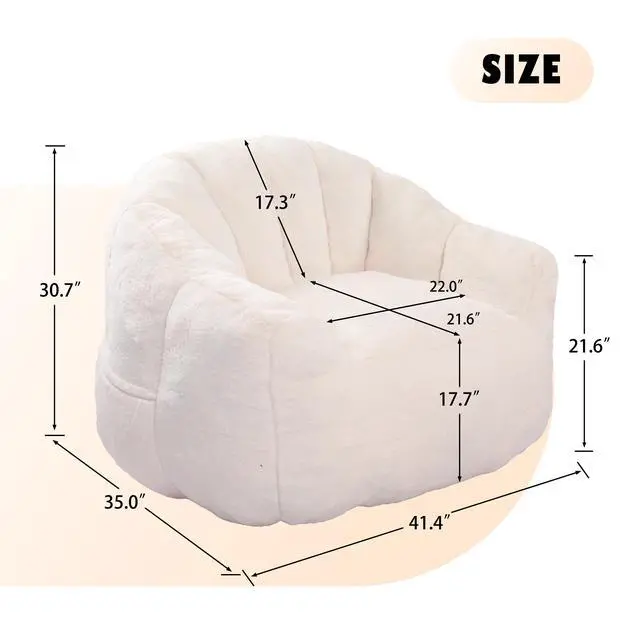 Alt view image 5 of 7 - Bean Bag Chair, Bean Bag Sofa Chair with Armrests Stuffed High-Density Foam, Lazy Sofa Comfy Chairs BeanBag Chair for Adults in Living Room,Bedroom Reading