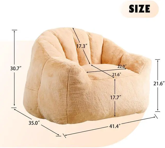 Alt view image 5 of 7 - Bean Bag Chair, Bean Bag Sofa Chair with Armrests Stuffed High-Density Foam, Lazy Sofa Comfy Chairs BeanBag Chair for Adults in Living Room,Bedroom Reading