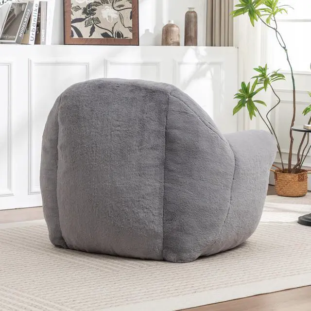Alt view image 4 of 7 - Bean Bag Chair, Comfy Bean Bag Sofa with Back Support, Faux Fur Bean Bag Chair for Adults and Kids, Stuffed Floor Sofa for Living Room, Bedroom, Apartment, Grey