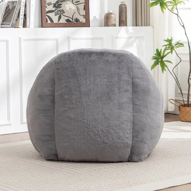 Alt view image 7 of 7 - Bean Bag Chair, Comfy Bean Bag Sofa with Back Support, Faux Fur Bean Bag Chair for Adults and Kids, Stuffed Floor Sofa for Living Room, Bedroom, Apartment, Grey
