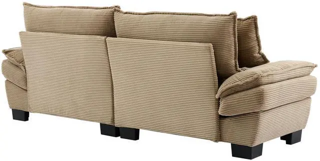 Alt view image 7 of 7 - Corduroy Sofa Sleeper Couch Loveseat Sofa with Pillows Comfy Upholstered Deep Seat Sofa for Bedroom,Living Room,Apartment,Office,Dorm-Khaki Corduroy