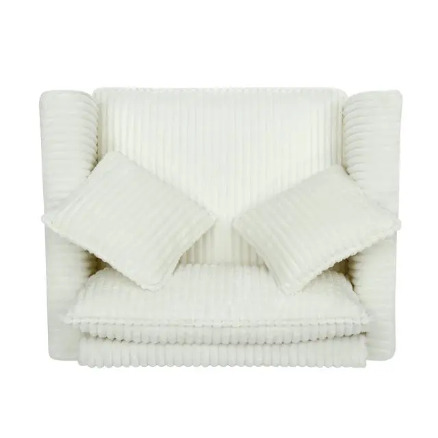 Alt view image 7 of 7 - Lazy sofa chair, comfortable single-person sofa chair, with a backrest and soft seat cushion, having armrests on both sides, suitable for living room and bedroom - Beige