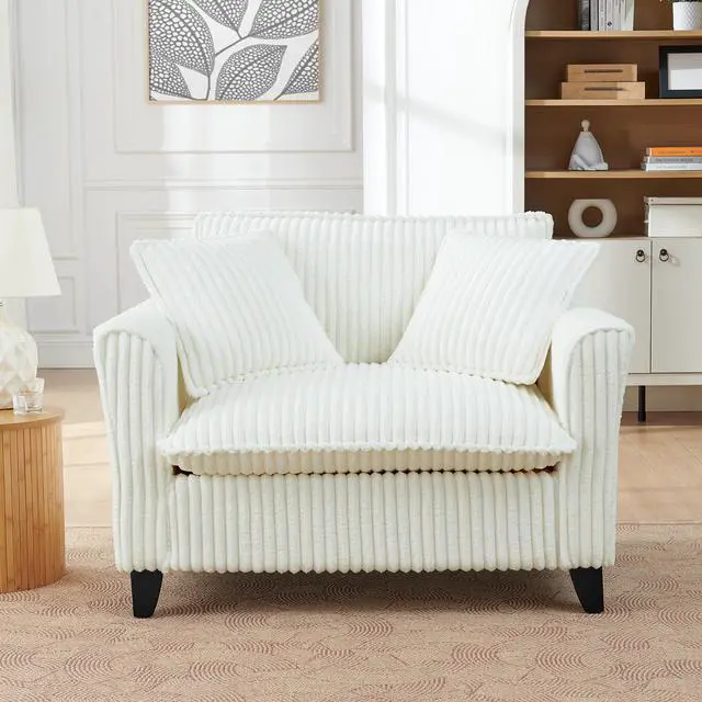 Alt view image 2 of 7 - Lazy sofa chair, comfortable single-person sofa chair, with a backrest and soft seat cushion, having armrests on both sides, suitable for living room and bedroom - Beige
