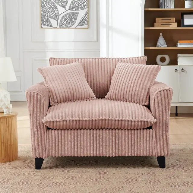 Alt view image 2 of 7 - Lazy sofa chair, comfortable single-person sofa chair, with a backrest and soft seat cushion, having armrests on both sides, suitable for living room and bedroom - Pink
