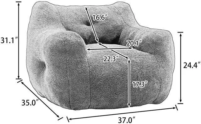 Alt view image 5 of 7 - Bean Bag Chair, Bean Bag Sofa Chair with Armrests Stuffed High-Density Foam, Lazy Sofa Comfy Chairs BeanBag Chair for Adults in Living Room,Bedroom Reading