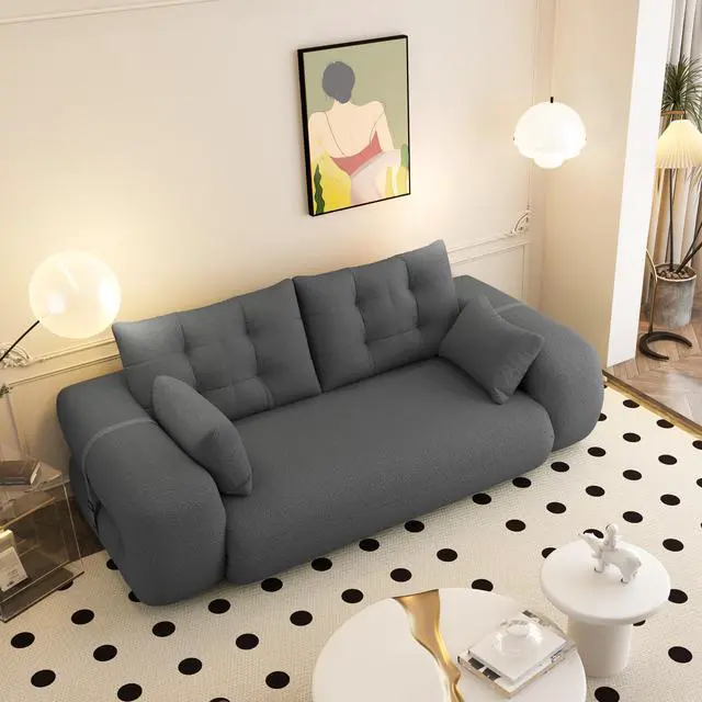 Alt view image 6 of 7 - Human Dog Bed, Lazy Sofa Couch, 78.7" Multi-Functional Foldable Sofa Bed, 3-in-1 Teddy Fabric Foam-Filled Sleeper Sofa Bed for Living Room,Guest Bed,Playroom,GREY