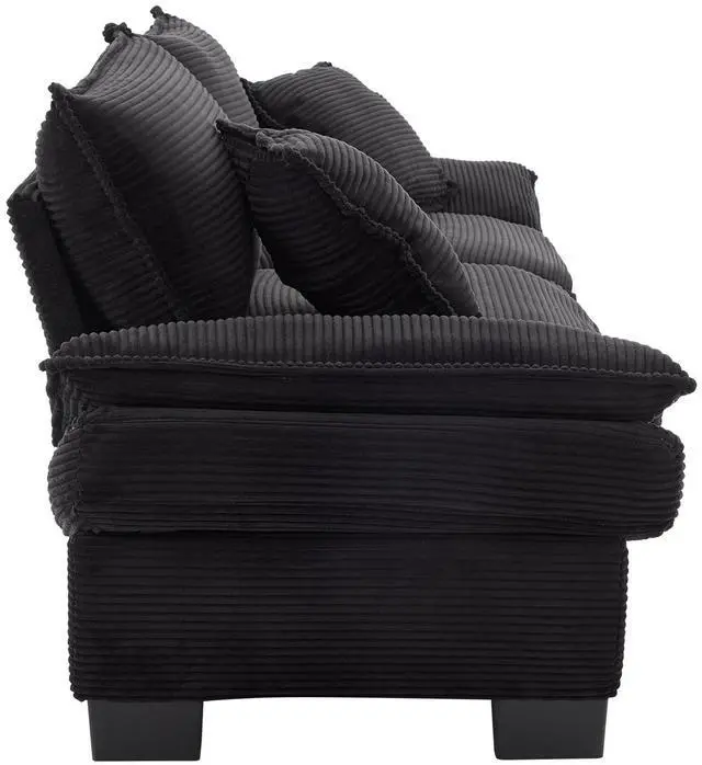 Alt view image 4 of 7 - Corduroy Sofa Sleeper Couch Loveseat Sofa with Pillows Comfy Upholstered Deep Seat Sofa for Bedroom,Living Room,Apartment,Office,Dorm-Black Corduroy