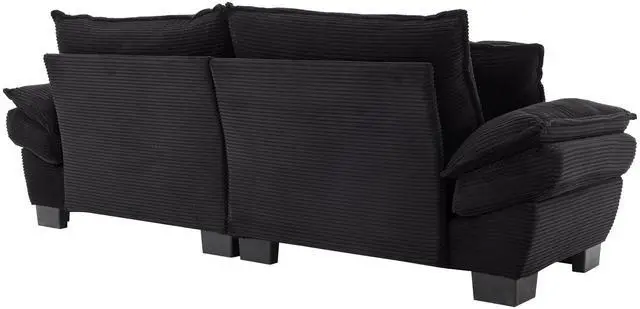Alt view image 7 of 7 - Corduroy Sofa Sleeper Couch Loveseat Sofa with Pillows Comfy Upholstered Deep Seat Sofa for Bedroom,Living Room,Apartment,Office,Dorm-Black Corduroy