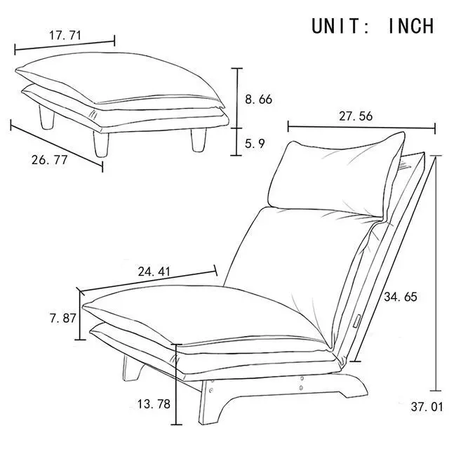 Alt view image 4 of 7 - Lazy sofa balcony leisure chair bedroom sofa chair foldable reclining chair leisure single sofa functional chair