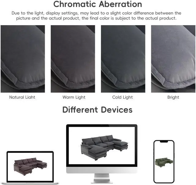 Alt view image 7 of 7 - [VIDEO provided][New]109.8*55.9" Modern U-shaped Sectional Sofa with Waist Pillows,6-seat Upholstered Symmetrical Sofa Furniture,Sleeper Sofa Couch with Chaise Lounge for Living Room,Apartment,5 Color