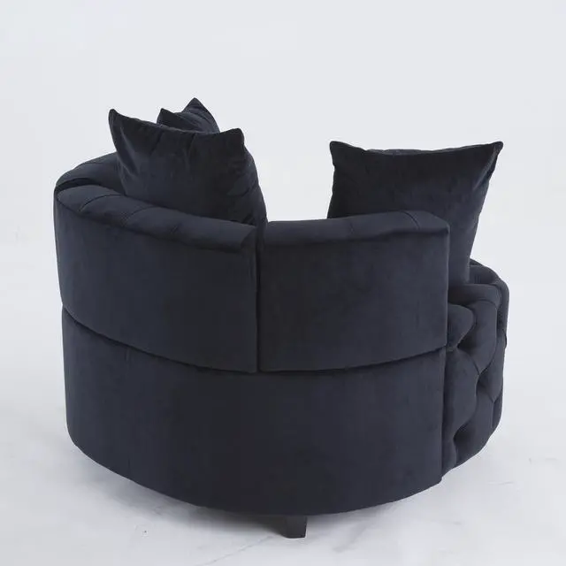 Alt view image 5 of 7 - A&A Furniture,Width 40.6 inches Accent Chair / Classical Barrel Chair for living room / Modern Leisure Sofa Chair (Black)