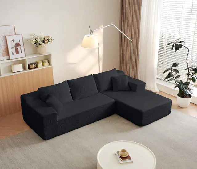 Alt view image 3 of 6 - 104" Cloud Sectional Couch with L-Shape Chaise,Modern Modular Sofa with Deep Seat, Upholstered Couches for Living Room Bedroom,No Assembly Required, black (Innovative Chenille Fabric)