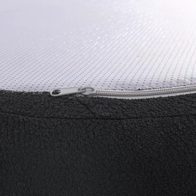 Alt view image 7 of 7 - Curved Modular Sectional Sofa in Lamb's Wool Fabric, Modern Minimalist Style, Compressed (No Assembly Required), Comfy for Living Room & Bedroom - Black