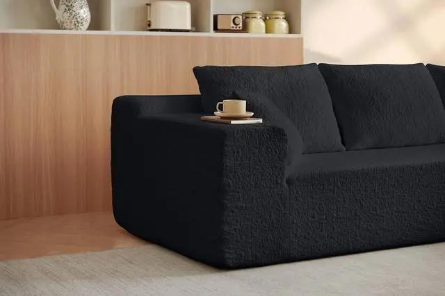 Alt view image 6 of 6 - 104" Cloud Sectional Couch with L-Shape Chaise,Modern Modular Sofa with Deep Seat, Upholstered Couches for Living Room Bedroom,No Assembly Required, black (Innovative Chenille Fabric)