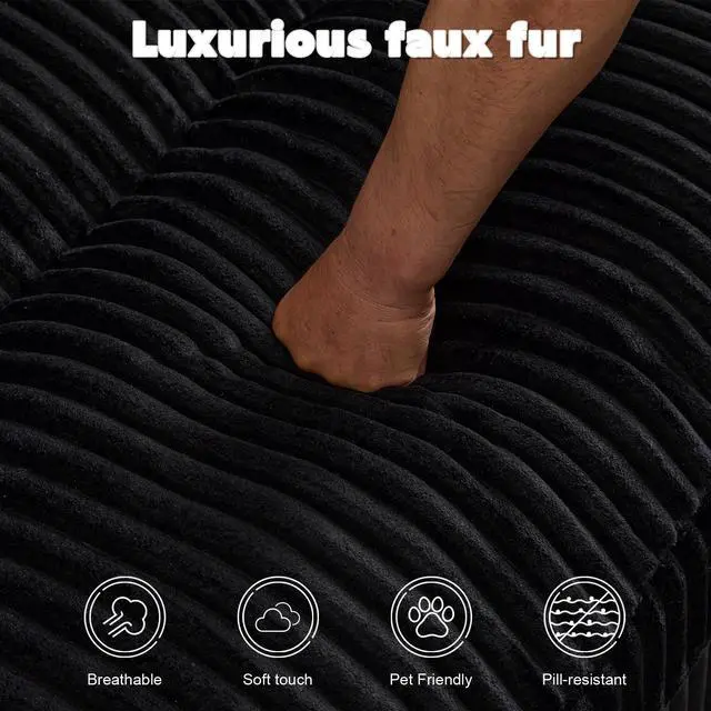 Alt view image 7 of 7 - Double Chaise Lounge Chair Indoor,Oversized Upholstered Sleeper Cloud Couch,Deep Seat Luxury Sofa Bed,Sectional Sofa Chaise Love-seat,Corduroy Reading Chair for Living Room,No Assembly Required,Black