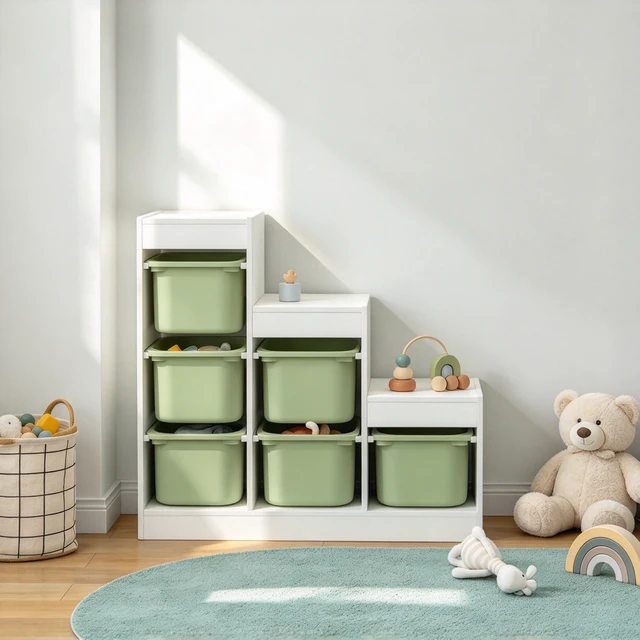 Alt view image 2 of 7 - 3-Tier Kids Toy Storage Organizer with 6 Removable Storage Bins, Children Bookshelf, Toy Storage Cabinet for Playroom, Bedroom, Kids Ages 3-8