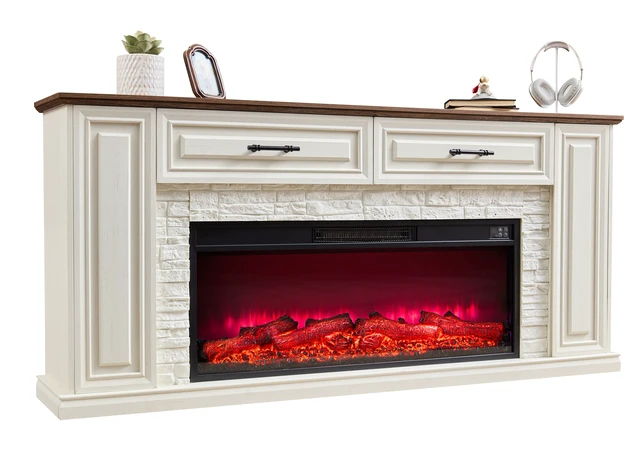 Alt view image 6 of 7 - 30'' Electric Fireplace Inserts, Recessed & Built in Wall Electric Fireplace Heater with Fire Crackling Sound, Adjustable Top Light & Flame Speed, Overheating Protection, 750/1500W Black