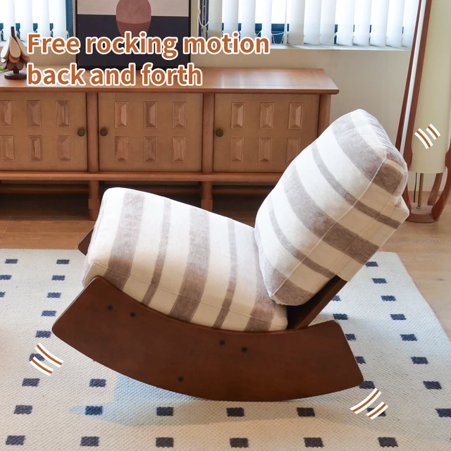 Alt view image 7 of 7 - Comfortable Glider Rocking Chair, High-Quality Upholstery Glider Chair, Solid Wood Frame, Perfect for Multiple Settings Accent Reading Chair for Bedroom,Living Room