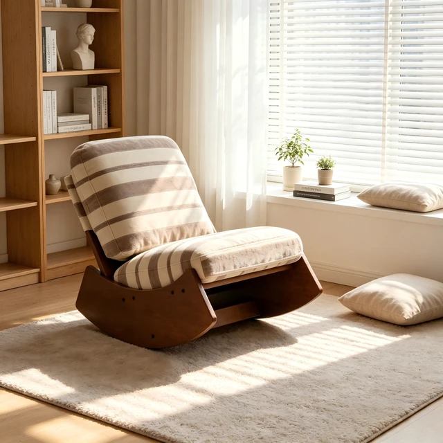 Alt view image 2 of 7 - Comfortable Glider Rocking Chair, High-Quality Upholstery Glider Chair, Solid Wood Frame, Perfect for Multiple Settings Accent Reading Chair for Bedroom,Living Room