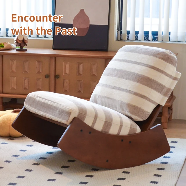 Alt view image 6 of 7 - Comfortable Glider Rocking Chair, High-Quality Upholstery Glider Chair, Solid Wood Frame, Perfect for Multiple Settings Accent Reading Chair for Bedroom,Living Room