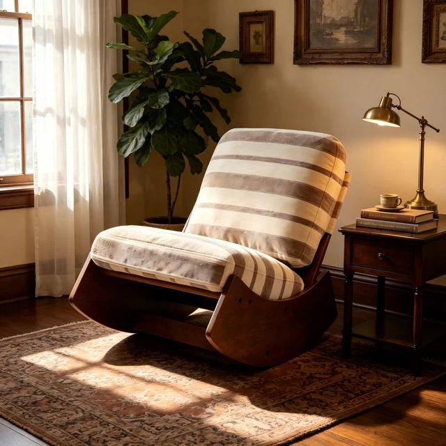 Alt view image 4 of 7 - Comfortable Glider Rocking Chair, High-Quality Upholstery Glider Chair, Solid Wood Frame, Perfect for Multiple Settings Accent Reading Chair for Bedroom,Living Room