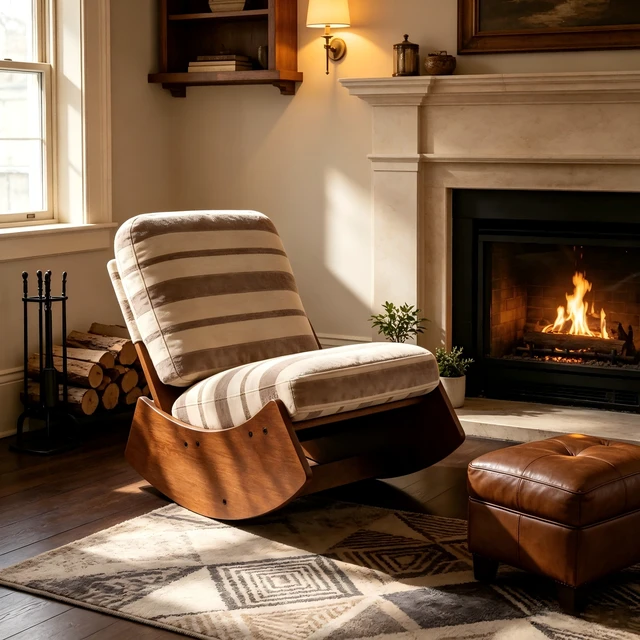 Alt view image 3 of 7 - Comfortable Glider Rocking Chair, High-Quality Upholstery Glider Chair, Solid Wood Frame, Perfect for Multiple Settings Accent Reading Chair for Bedroom,Living Room