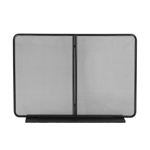 Alt view image 2 of 7 - Black TwoPanel Freestanding Fireplace Screen, 50" W × 35" H Iron Mesh Fire Spark Barrier for Home Indoor Fireplace