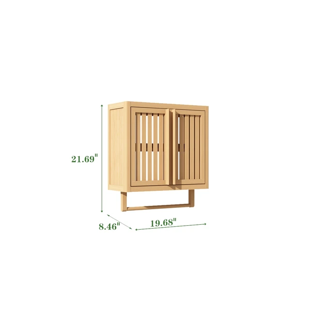 Alt view image 5 of 7 - Bathroom cabinet wall mounted Bamboo toilet storage box