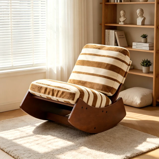 Alt view image 3 of 7 - Comfortable Glider Rocking Chair, High-Quality Upholstery Glider Chair, Solid Wood Frame, Perfect for Multiple Settings Accent Reading Chair for Bedroom,Living Room