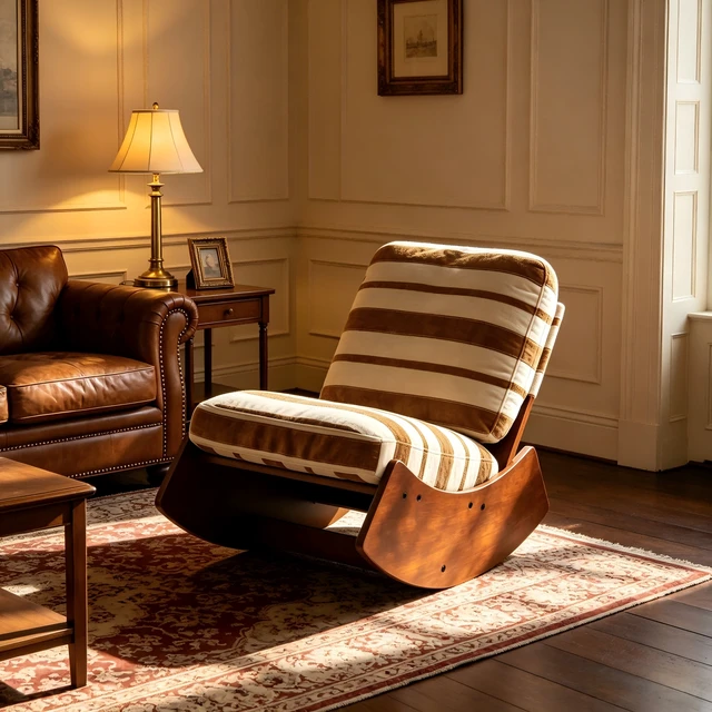 Alt view image 4 of 7 - Comfortable Glider Rocking Chair, High-Quality Upholstery Glider Chair, Solid Wood Frame, Perfect for Multiple Settings Accent Reading Chair for Bedroom,Living Room