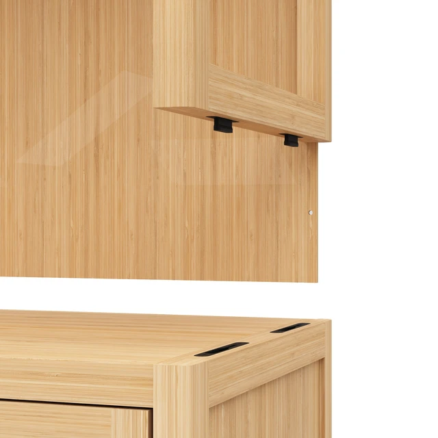 Alt view image 7 of 7 - 72-foot-tall, wood-coloured, double-door bamboo high-capacity storage cabinet for main living spaces such as dining rooms, bedrooms, and living rooms