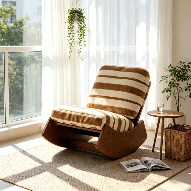 Alt view image 2 of 7 - Comfortable Glider Rocking Chair, High-Quality Upholstery Glider Chair, Solid Wood Frame, Perfect for Multiple Settings Accent Reading Chair for Bedroom,Living Room
