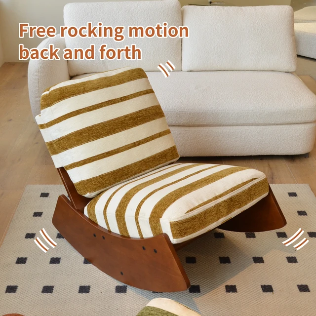Alt view image 7 of 7 - Comfortable Glider Rocking Chair, High-Quality Upholstery Glider Chair, Solid Wood Frame, Perfect for Multiple Settings Accent Reading Chair for Bedroom,Living Room