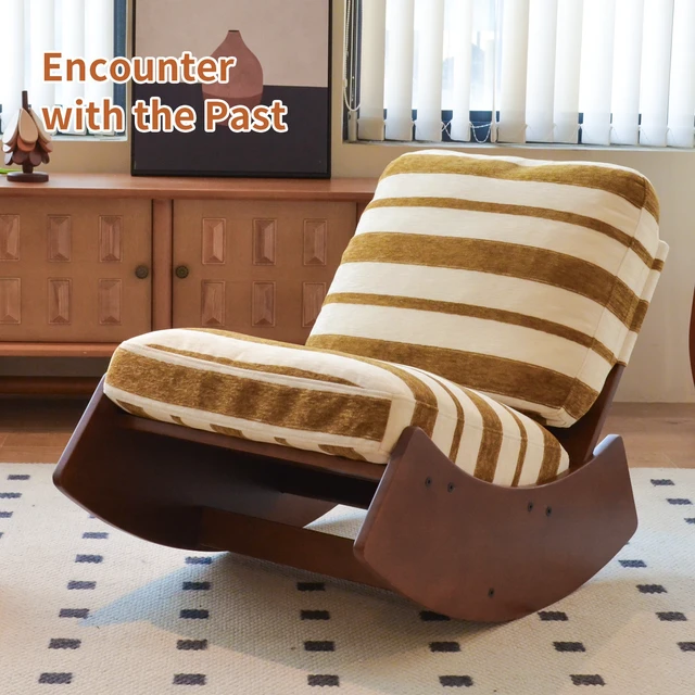 Alt view image 6 of 7 - Comfortable Glider Rocking Chair, High-Quality Upholstery Glider Chair, Solid Wood Frame, Perfect for Multiple Settings Accent Reading Chair for Bedroom,Living Room