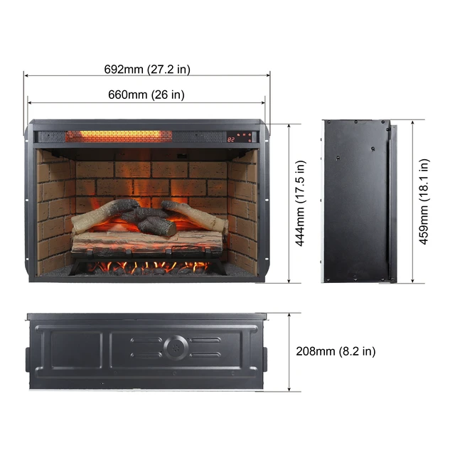 Alt view image 6 of 7 - 60 Inch Electric Fireplace Entertainment Center With Door Sensor-Dark Rustic Oak