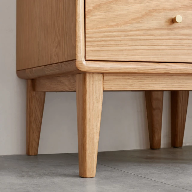 Alt view image 4 of 7 - Solid Oak Storage Cabinet for Living Room - Free-Standing Corner Cabinets Storage Table with Vintage Glass Door,2 Shelves,1 Drawers & Brass Handle for Entryway Kitchen Hallway TV Stand