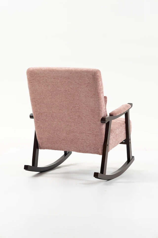 Alt view image 6 of 7 - Mid Century Modern Accent Chair rocking chair with Solid Wood Frame, Upholstered Living Room Chair, Reading Armchair for Bedroom Sunroom