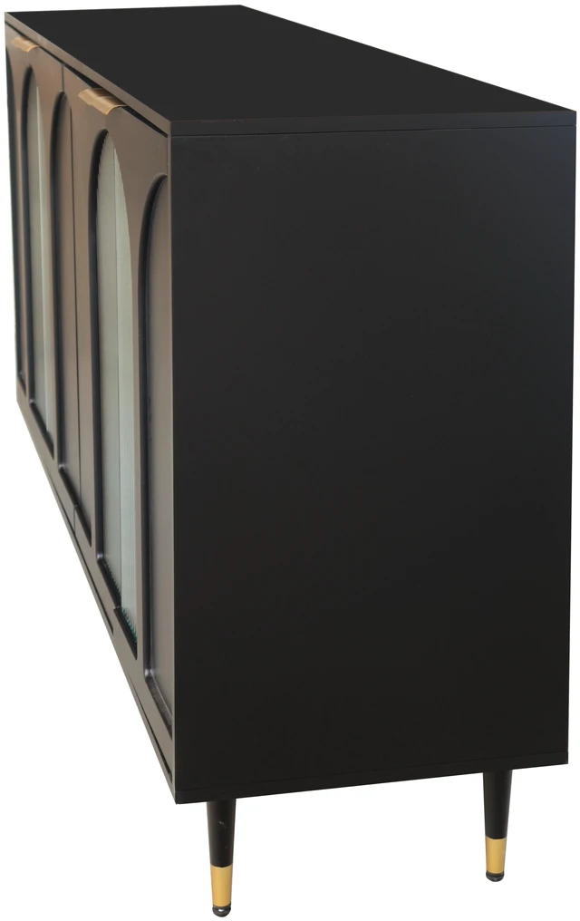 Alt view image 7 of 7 - Accent Cabinet Black Lacquered Wooden Cabinet with 4 Glass Doors Sideboard Buffet Server Cabinet Storage Cabinet, for Living Room, Entryway, Hallway, Office, Kitchen and Dining Room