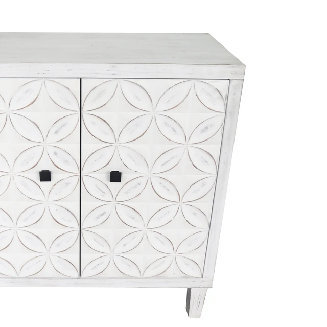 Alt view image 7 of 7 - Accent Cabinet 4 Door Wooden Cabinet Sideboard Buffet Server Cabinet Storage Cabinet, for Living Room, Entryway, Hallway, Office, Kitchen and Dining Room, White Wash