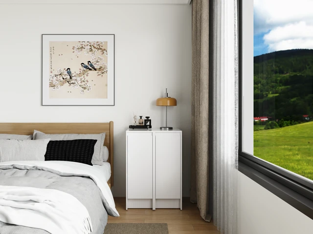 Alt view image 6 of 7 - 24" Freestanding Bathroom Storage Cabinet, Soft Close Doors, Glossy White, Plywood, KD-Packing, 12" x2 Combination (Suitable For Bathroom, Kitchen, Study Room, Bedroom, Etc)