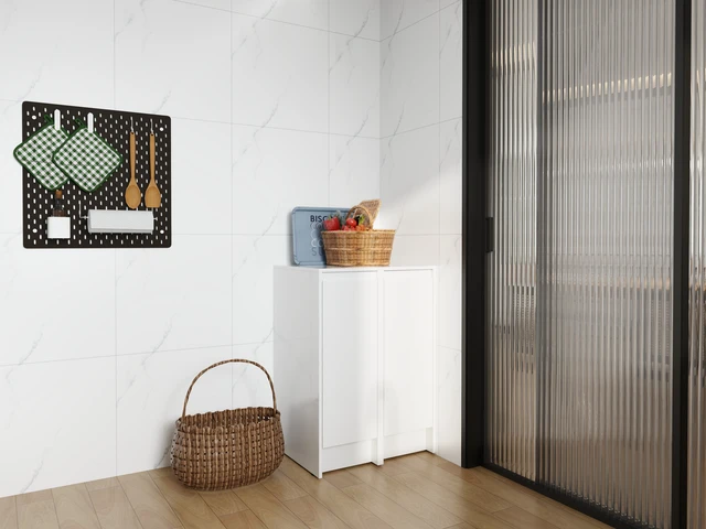 Alt view image 3 of 7 - 24" Freestanding Bathroom Storage Cabinet, Soft Close Doors, Glossy White, Plywood, KD-Packing, 12" x2 Combination (Suitable For Bathroom, Kitchen, Study Room, Bedroom, Etc)