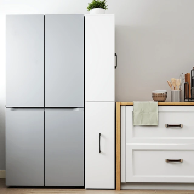 Alt view image 4 of 7 - 70.87" H Display Storage Cabinet , 4 Tier multi-functional pull-out multi-tier storage shelf & 2 Glass Doors, Modern Wooden Kitchen Pantry Cabinet for Living Room or Kitchen and Dinning Room