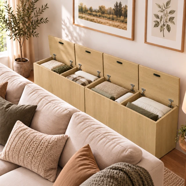 Alt view image 7 of 7 - 23" x 11" x 23" Modular Wooden Storage Cabinet, LiftTop Storage Bench Suitable for Placement in Narrow Spaces, Combinable Multiple Units Storage Chest for Bedroom, Living Room, Entryway-Natural Wood