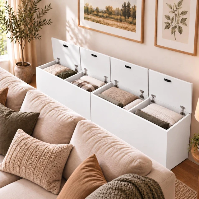 Alt view image 7 of 7 - 19" x 11" x 15" Modular Wooden Storage Cabinet, LiftTop Storage Bench Suitable for Placement in Narrow Spaces, Combinable Multiple Units Storage Chest for Bedroom, Living Room, Entryway-White