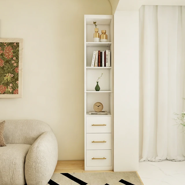 Alt view image 4 of 7 - 15.75x85.04inch White Side Storage Cabinet With Three Drawers for Bedroom, Living Room, Bathroom