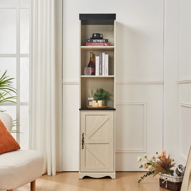 Alt view image 3 of 5 - 70.86"(180cm) Tall Free Combination Wood Storage Cabinet, Free-Standing Cube Cabinet with 5 Shelves, Living room Bookcase, Bedroom Display Cabinet Bookshelf, DIY Combination To Two Or More PCS Set WHI