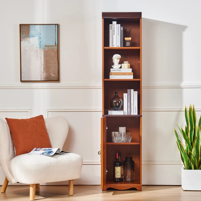 Alt view image 2 of 3 - 70.86"(180cm) Tall Free Combination Wood Storage Cabinet, Free-Standing Cube Cabinet with 5 Shelves, Living room Bookcase, Bedroom Display Cabinet Bookshelf, DIY Combination To Two Or More PCS Set